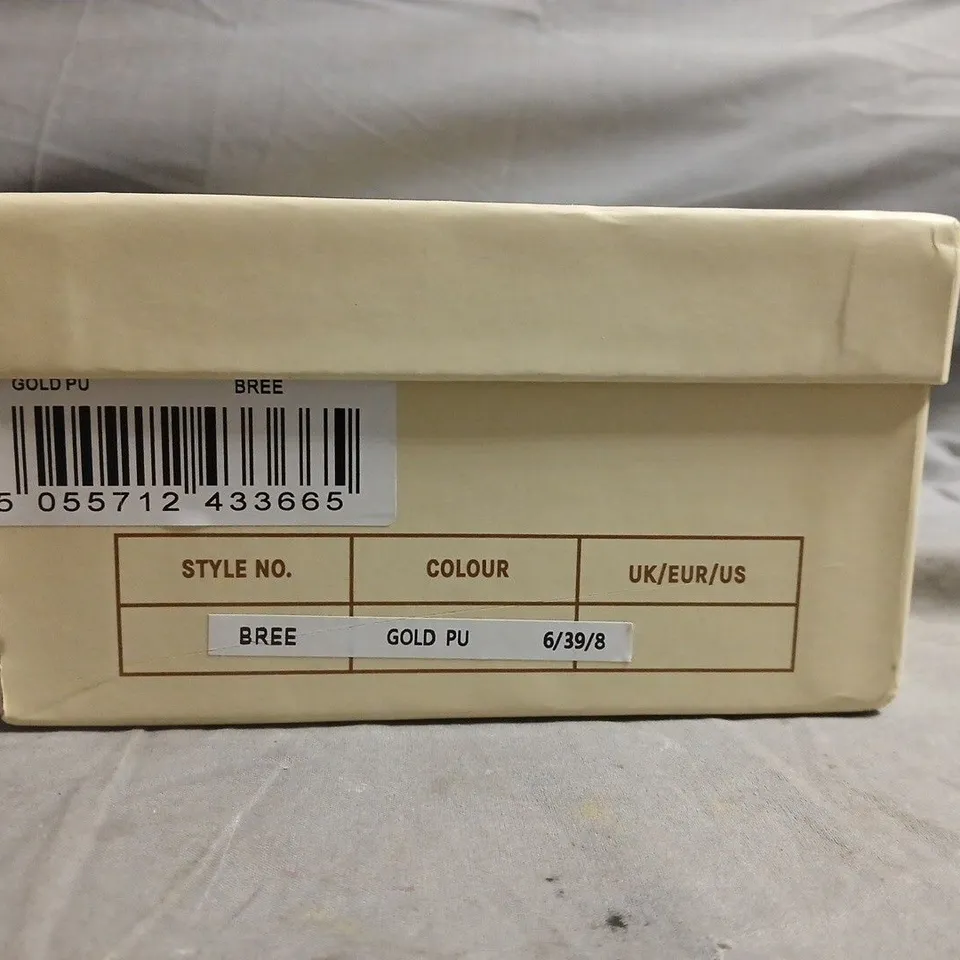 Gold PU Sandals – Women's Strappy Heels, UK 6 (EU 39 / US 8)