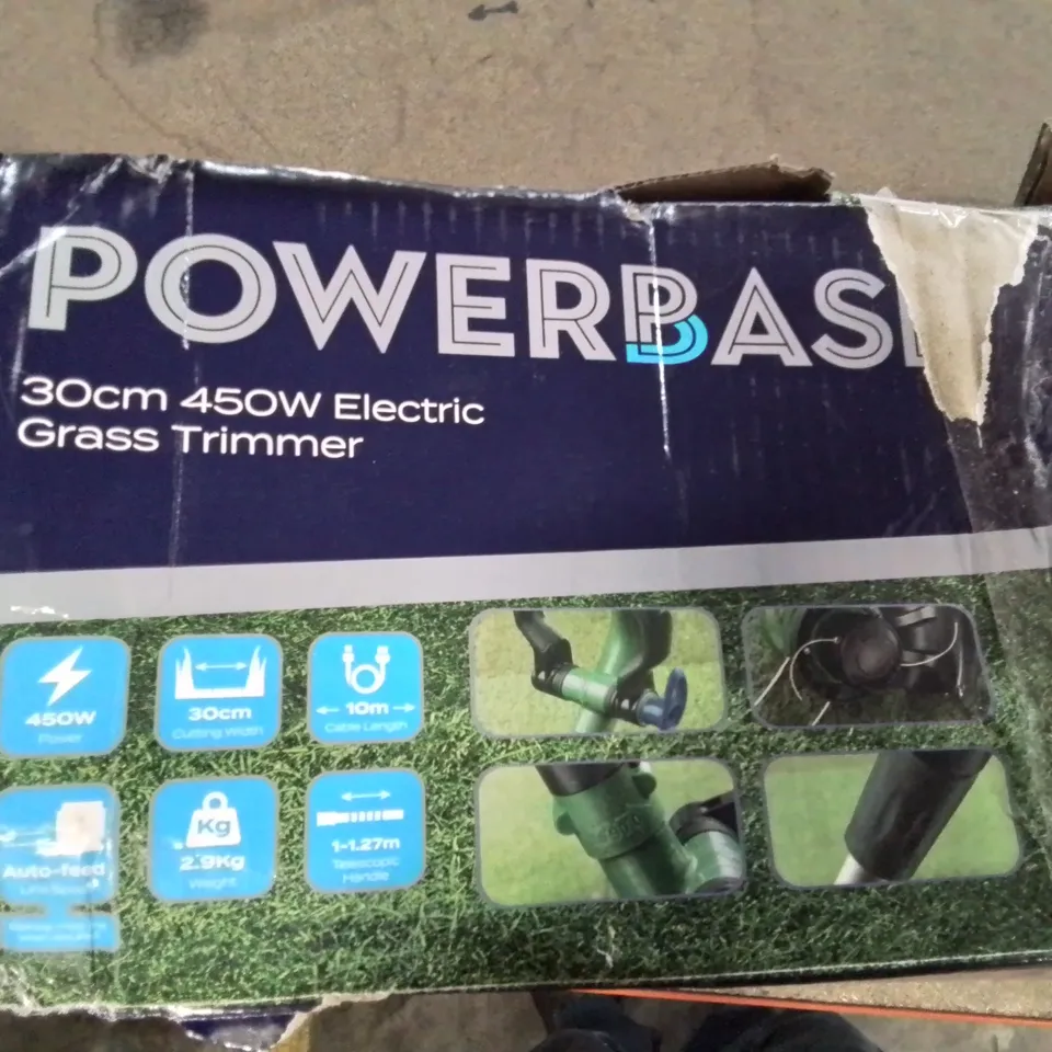 BOXED POWERBASE 30CM 450W ELECTRIC GRASS STRIMMER 10M CABLE LENGTH 