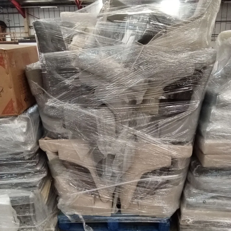 PALLET OF ASSORTED INCOMPLETE DESIGNER DINING CHAIR PARTS AND PIECES