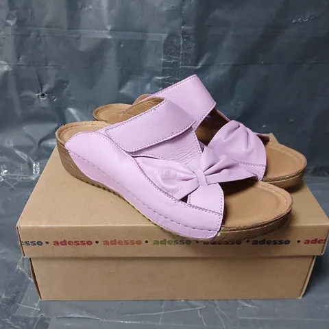 BOXED PAIR OF ADESSO LEXI BOW MULES IN PURPLE - SIZE 40