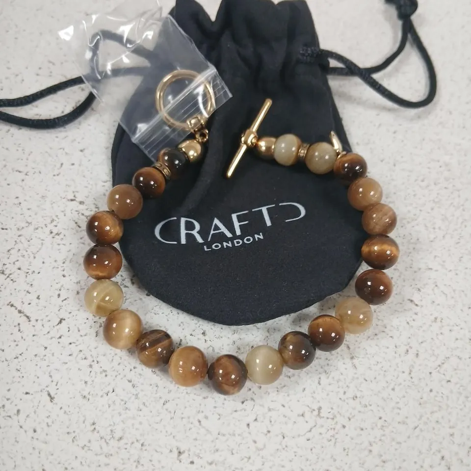 CRAFTD LONDON BEADED BRACELET WITH GOLD-TONE TOGGLE CLASP