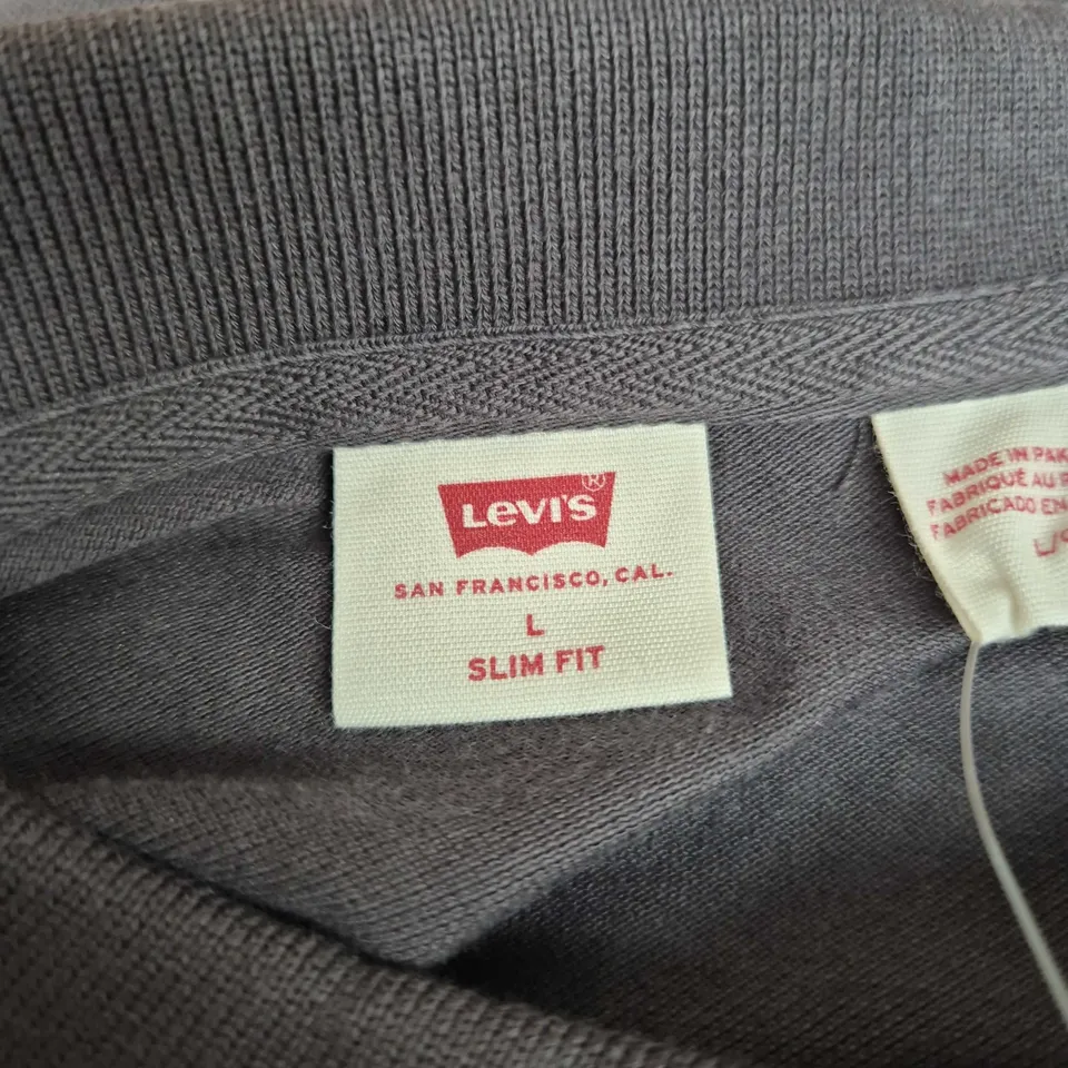 LEVI'S POLO SHIRT – NAVY WITH WHITE DOT PATTERN, SLIM FIT, SIZE L