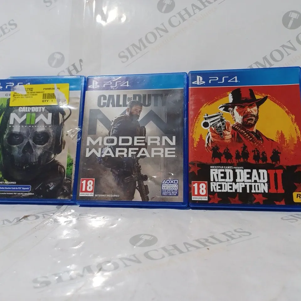 3 ASSORTED PS4 GAMES TO INCLUDE: CALL OF DUTY & RED DEAD REDEMPTION 2