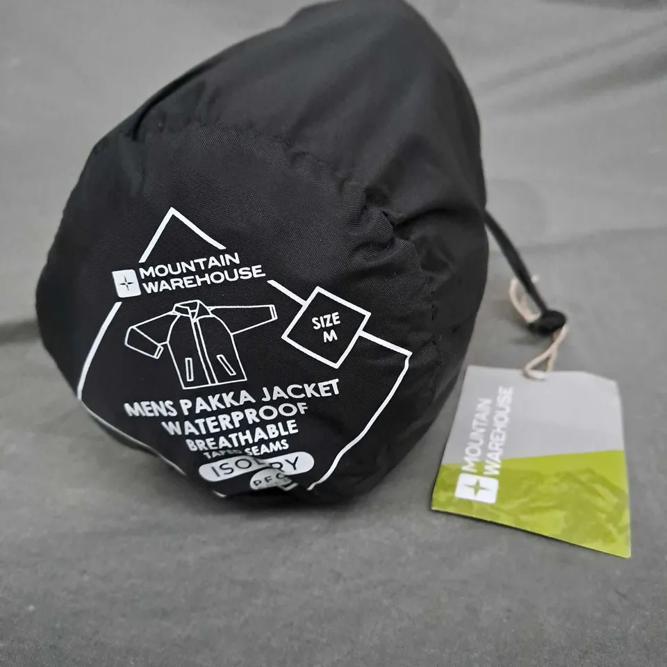 MOUNTAIN WAREHOUSE MENS PAKKA WATERPROOF JACKET II IN BLACK - MEDIUM