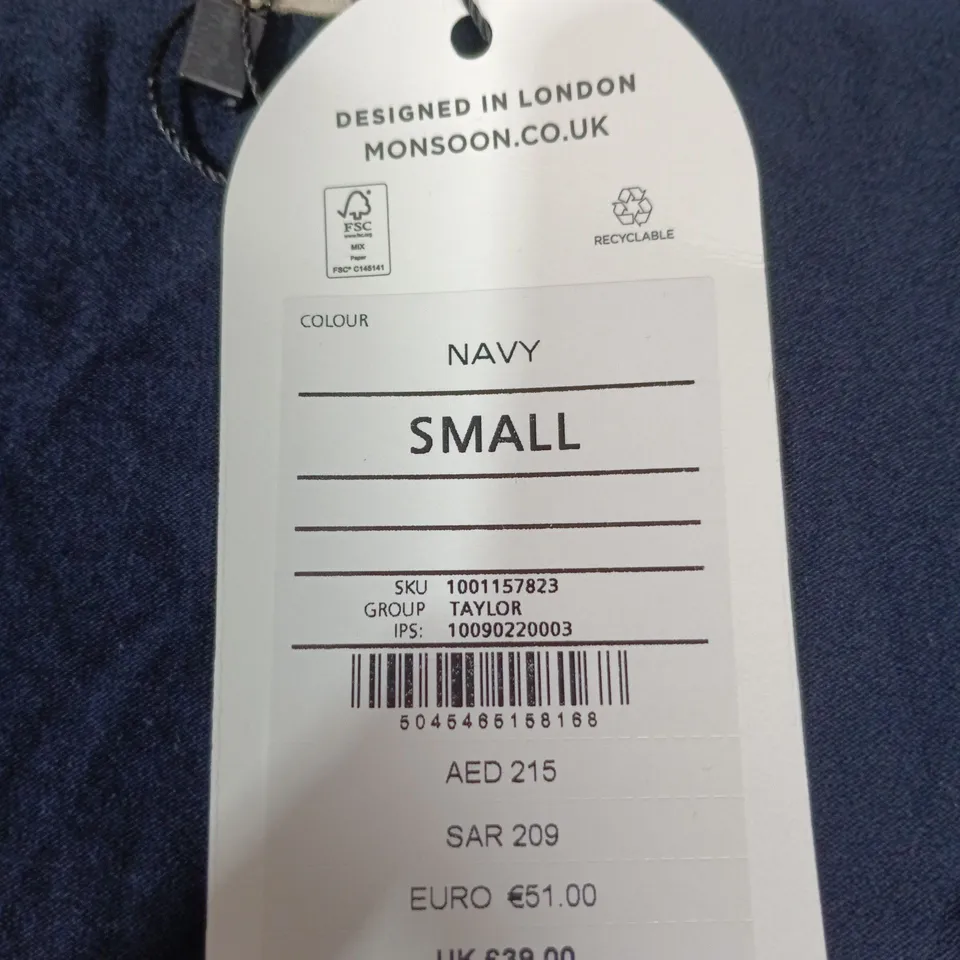 MONSOON NAVY TIE-FRONT TOP – WOMEN'S UK SIZE S