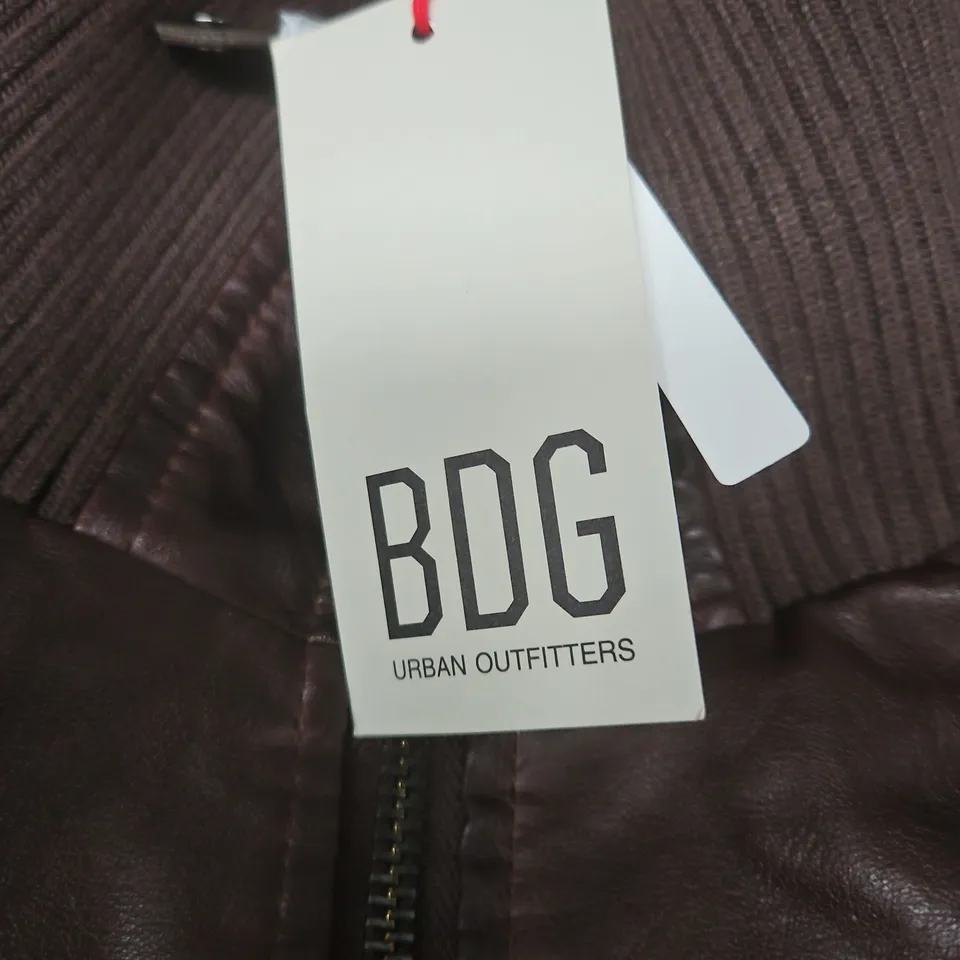 BDG URBAN OUTFITTERS BROWN LEATHER BOMBER JACKET – UK6 (XS)