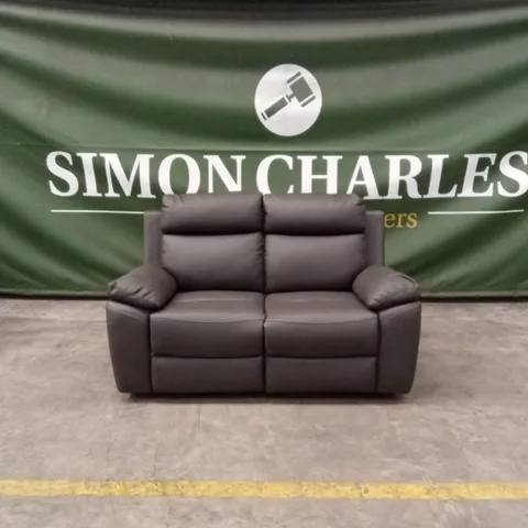 EDISON 2 SEATER LUXURY FAUX LEATHER MANUAL RECLINER SOFA - CHARCOAL