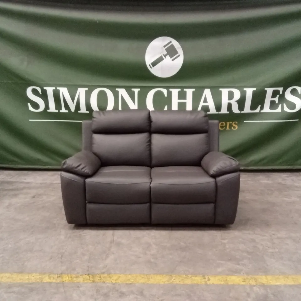 EDISON 2 SEATER LUXURY FAUX LEATHER MANUAL RECLINER SOFA - CHARCOAL RRP £649