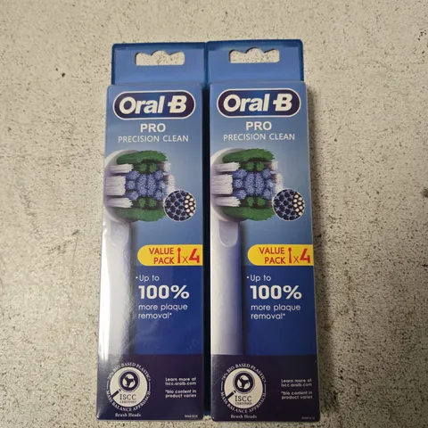2 X ORAL-B PRO PRECISION CLEAN TOOTHBRUSH HEADS - 4 PACK 