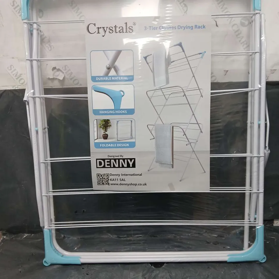 DENNY CRYSTALS 3-TIER CLOTHES DRYING RACK - COLLECTION ONLY 