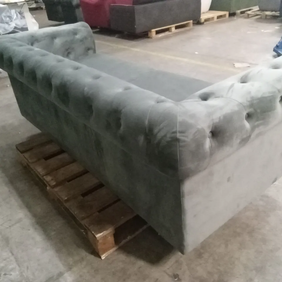 QUALITY DESIGNER 3 SEATER CHESTERFIELD SOFA BED - CHARCOAL VELVET