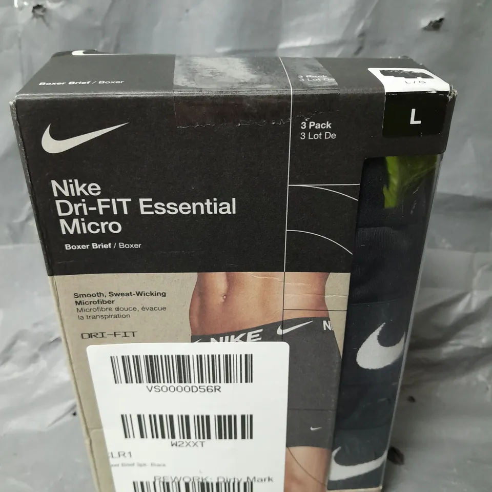 BOXED NIKE BOXER BRIEF 3PK- BLACK - LARGE