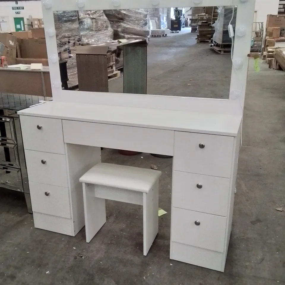 DRESSING TABLE WITH MIRROR 6 DRAWERS VANITY TABLE WITH 3 COLOURS LED LIGHTS