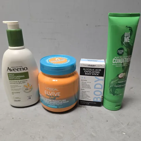 APPROXIMATELY 13 ASSORTED HEALTH & BEAUTY ITEMS TO INCLUDE -GIVE ME CONDITIONER , AVEENO DAILY MOISTURISING , THE INKEY LIST BODY STICK ETC