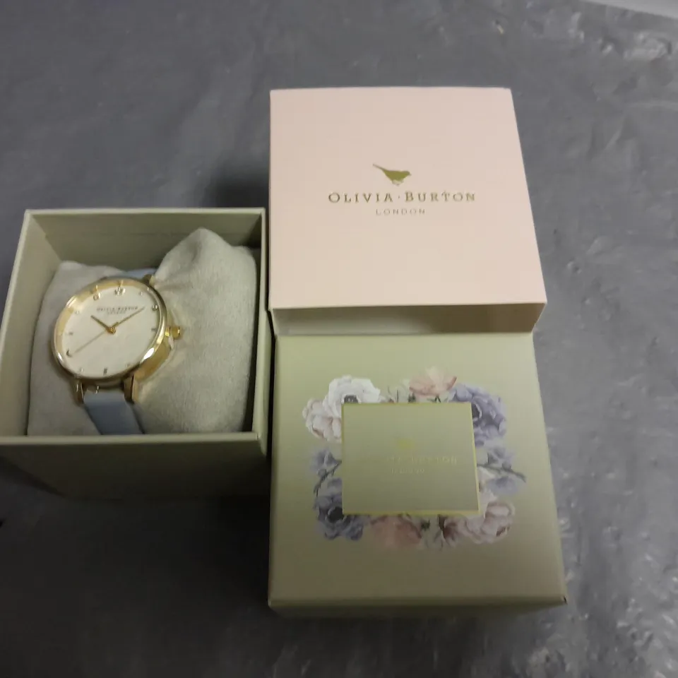BOXED OLIVIA BURTON CELESTIAL MOON DIAL WATCH WITH LEATHER STRAP