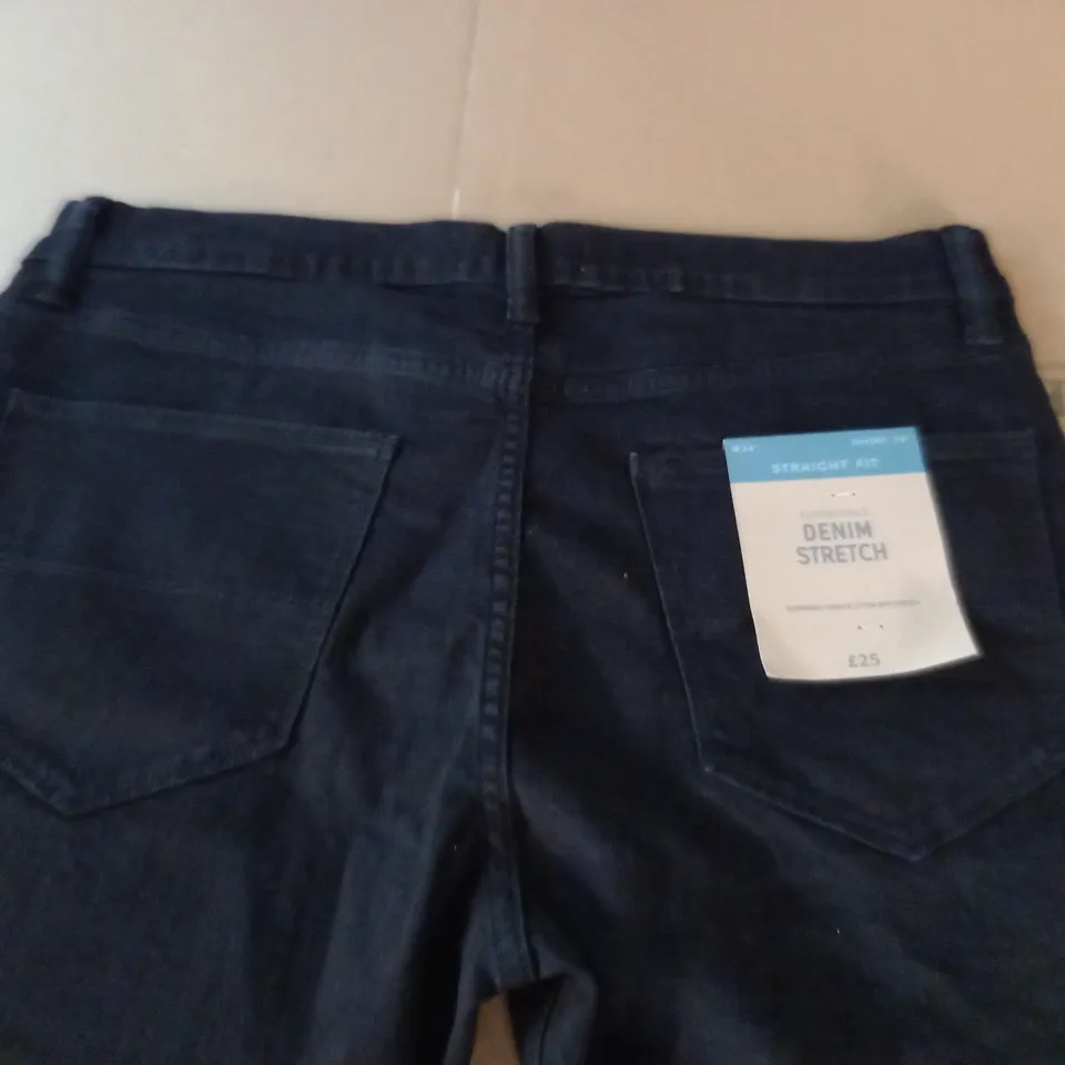 M&S STRAIGHT FIT DENIM JEANS - W34" SHORT 29"