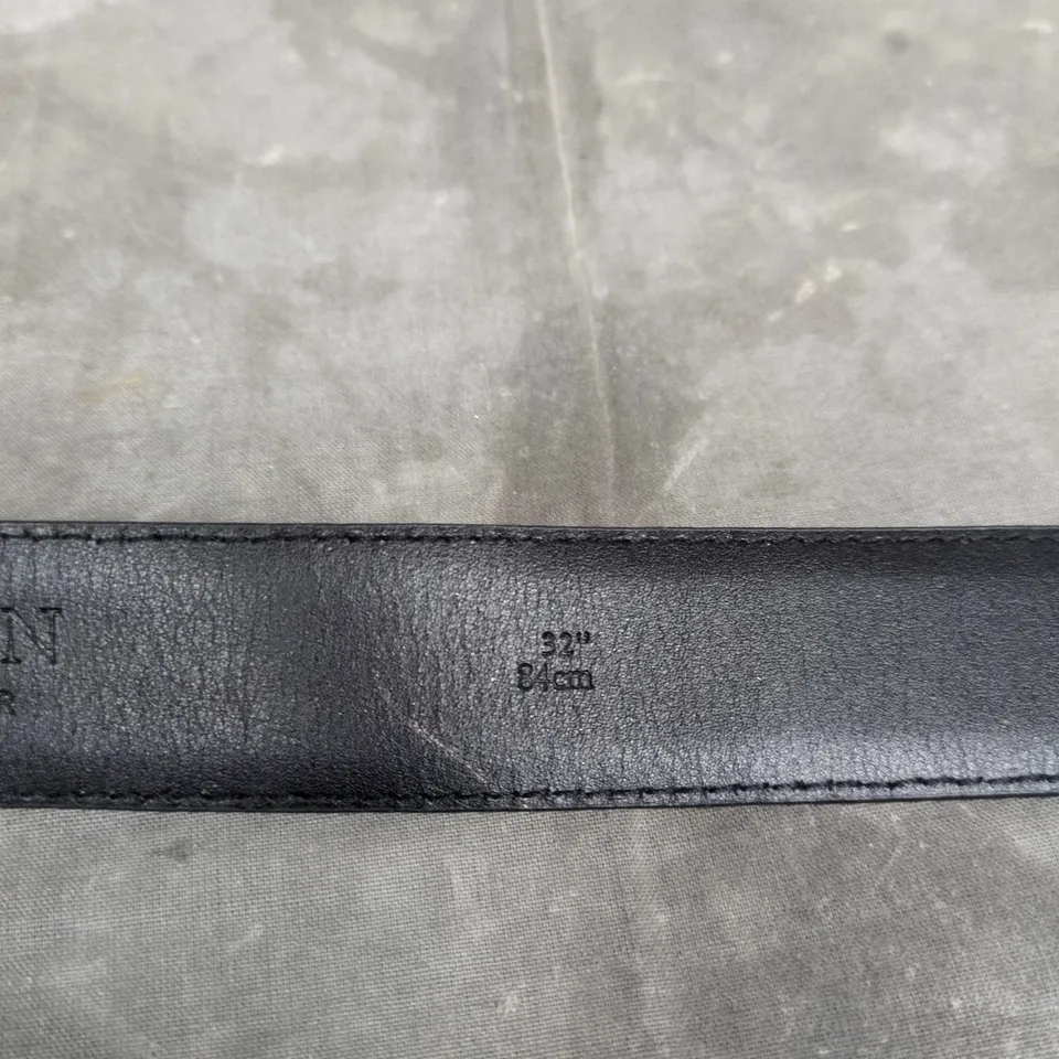 OROTON BLACK LEATHER BELT WITH SILVER BUCKLE - 32"/84CM