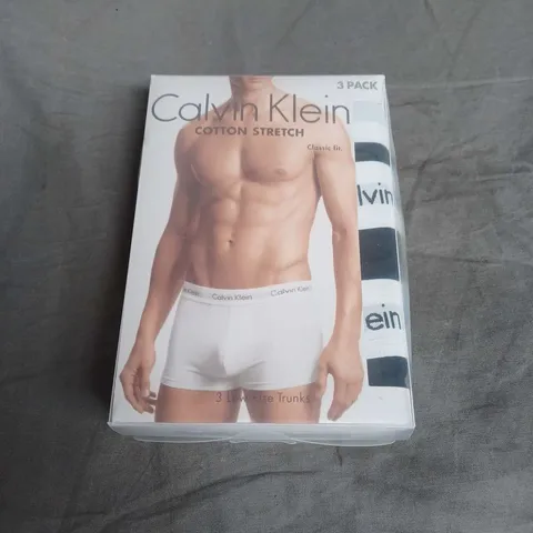 CALVIN KLIEN 3PACK LOW RISE TRUNKS IN BLACK SIZE M