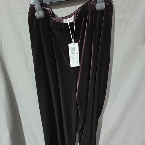 M&S VELVET WIDE-LEG TROUSERS, UK 22 REG, BLACK