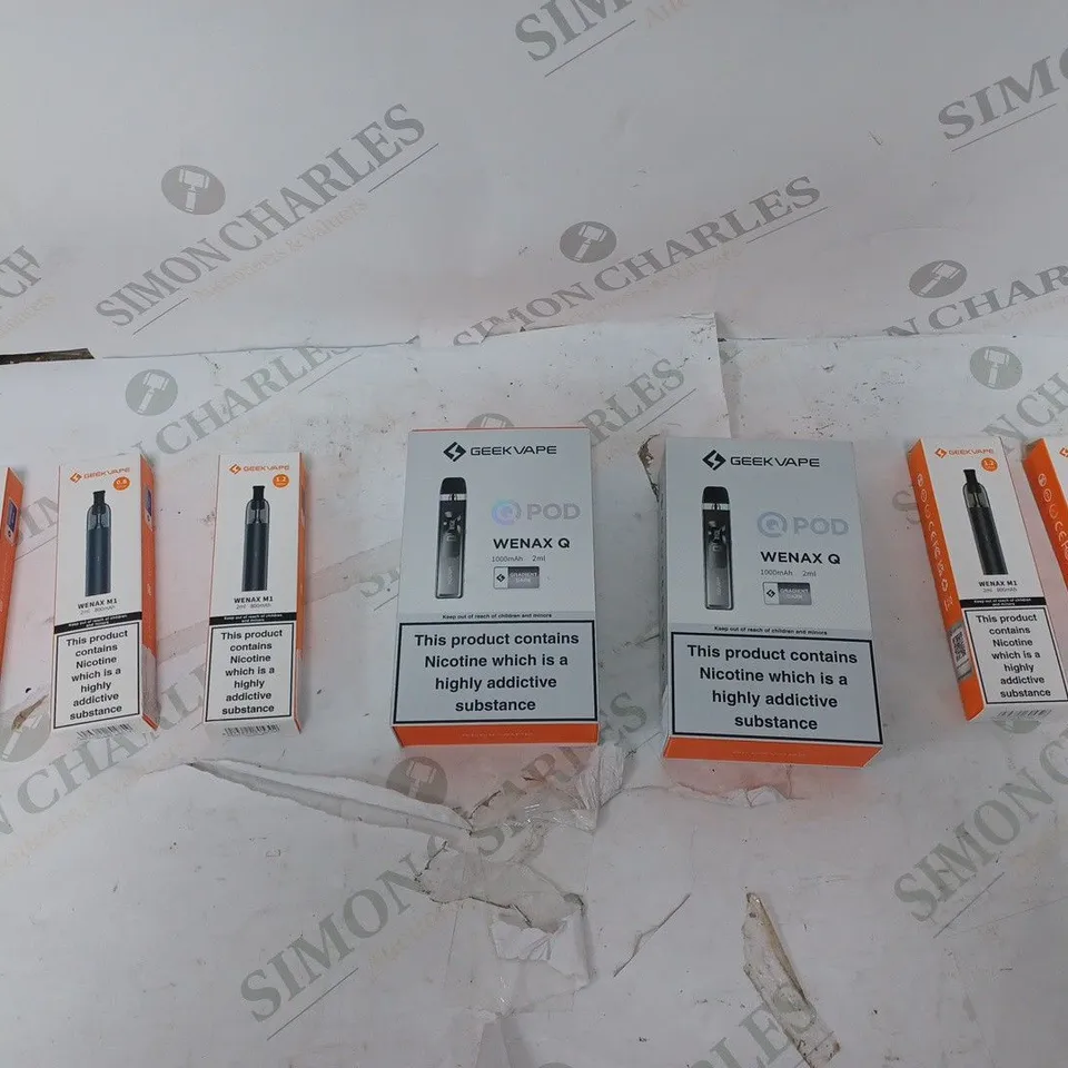 LOT OF APPROXIMATELY 10 BOXED E-CIGARETTES TO INCLUDE GEEKVAPE WENAX Q, ENDURA T20S, AND GEEK VAPE WENAX M1 ETC.