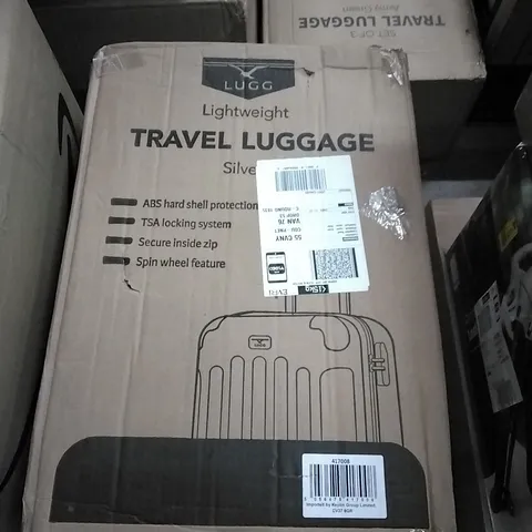 BOXED LUGG LIGHTWEIGHT TRAVEL LUGGAGE CASE - SILVER 