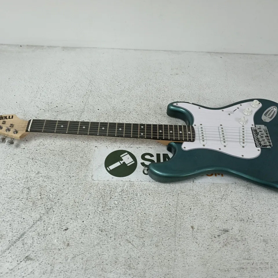 MAX MUSIC ELECTRIC GUITAR – STRAT-STYLE, TEAL METALLIC BODY