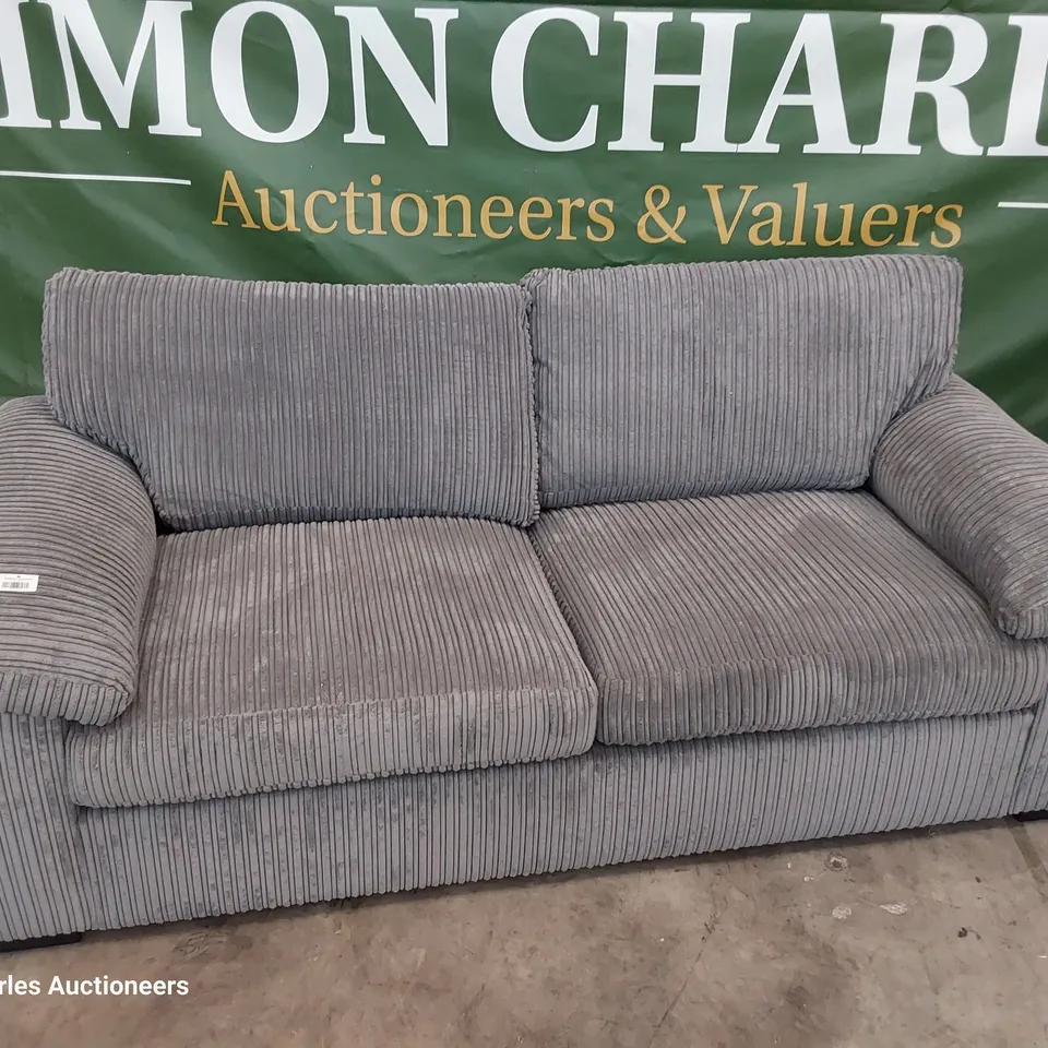 DESIGNER THREE SEATER SOFA GREY JUMBO CHORD 