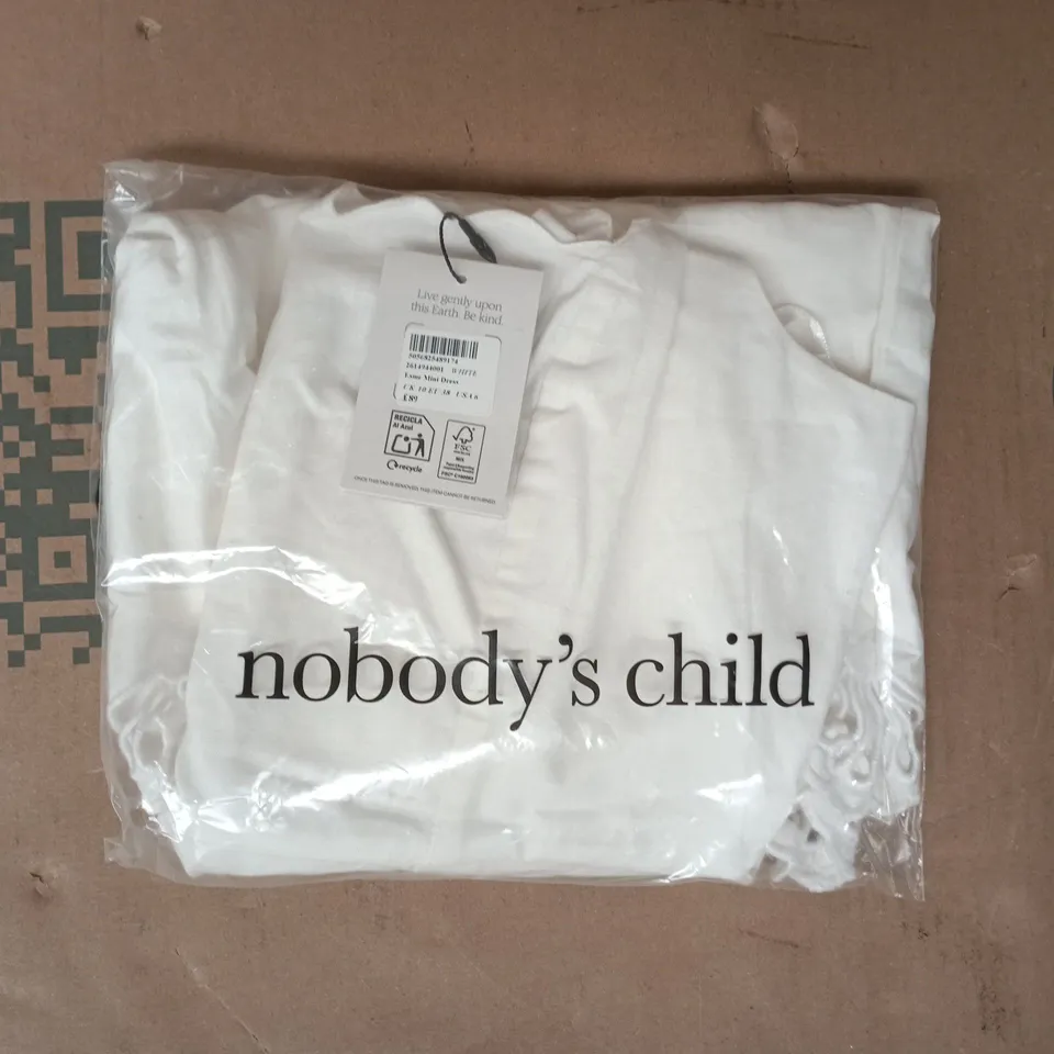 BAGGED NOBODY'S CHILD ESME MIDI DRESS IN WHITE SIZE UK 10