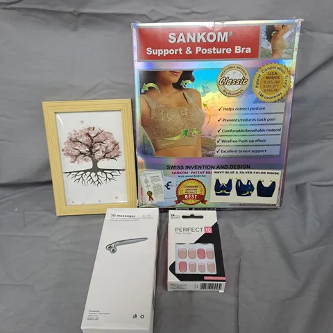 APPROXIMATELY 20 ASSORTED HOUSEHOLD PRODUCTS TO INCLUDE 3D MASSAGER, POSTURE BRA, HOME DECOR ETC 