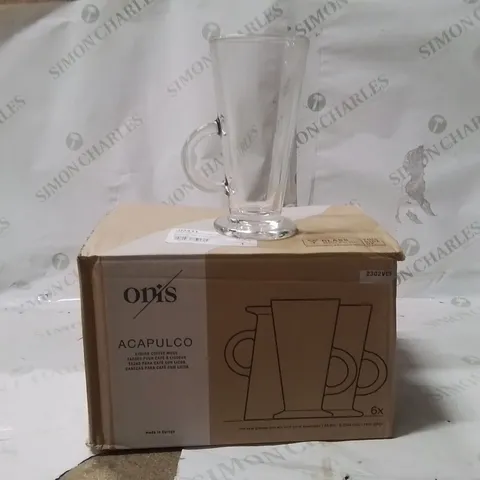 BOXED ONIS COFFEE MUGS APPROXIMATELY 6