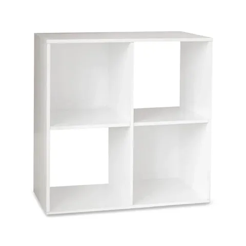 BOXED 4 CUBE CHALK WHITE BOOKCASE WOODEN DISPLAY UNIT 