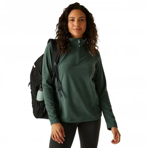 REGATTA WOMENS MONTES LIGHTWEIGHT HALF ZIP FLEECE: SPRUCE GREEN UK SIZE 18