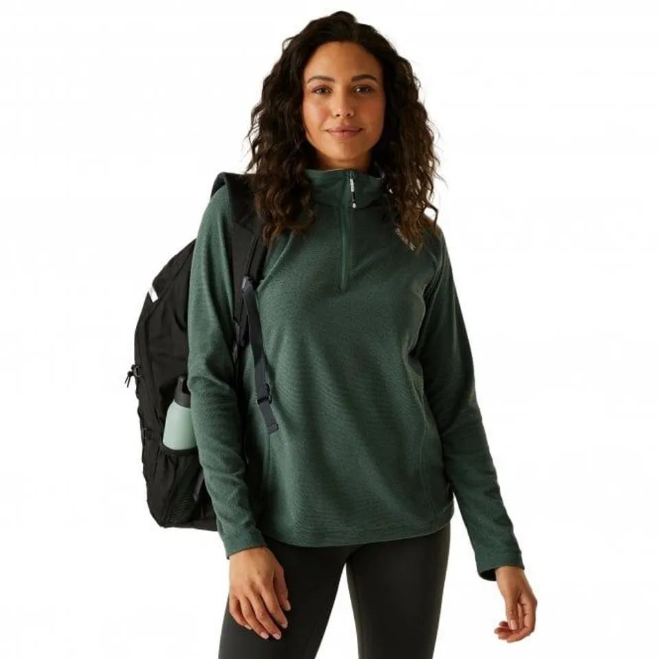 REGATTA WOMENS MONTES LIGHTWEIGHT HALF ZIP FLEECE: SPRUCE GREEN UK SIZE 18