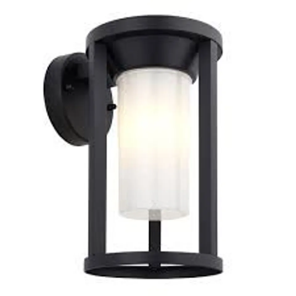 BOXED ENDON BRADEN OUTDOOR WALL LIGHT IN BLACK FINISH WITH WHITE SHADE