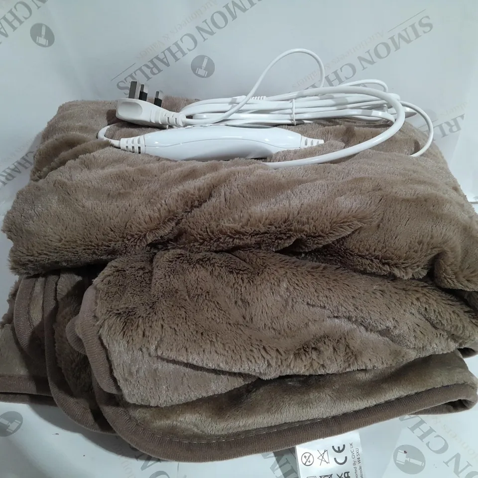 COZEE HOME VELVETSOFT HEATED BLANKET IN DARK TAUPE