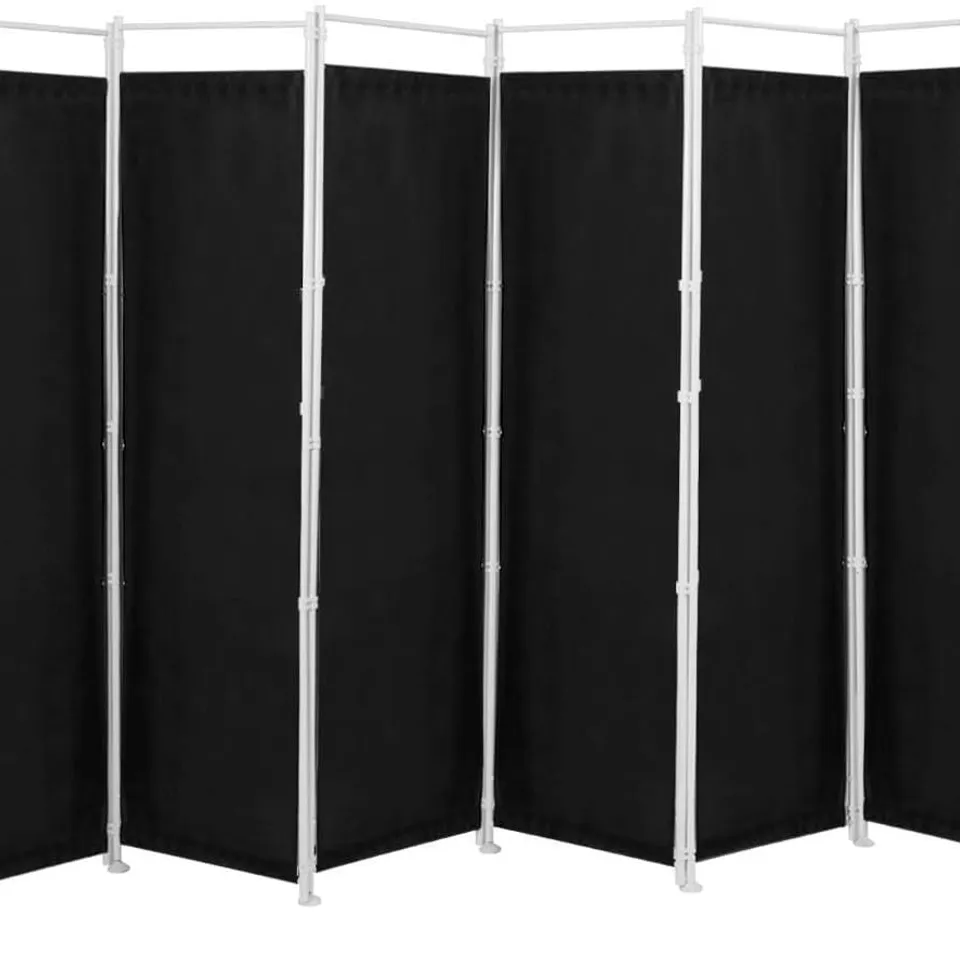 BOXED COSTWAY 6-PANEL FOLDING ROOM DIVIDER 6FT ROLLING PRIVACY SCREEN WITH LOCKABLE WHEELS - BLACK