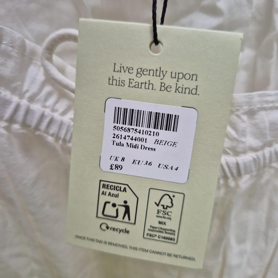 NOBODY'S CHILD TULA MIDI DRESS – BEIGE, UK 8 (EU 36, US 4)