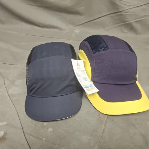 APPROXIMATELY 15 ASSORTED JSP HARD CAPS IN NAVY/YELLOW & NAVY/GREY