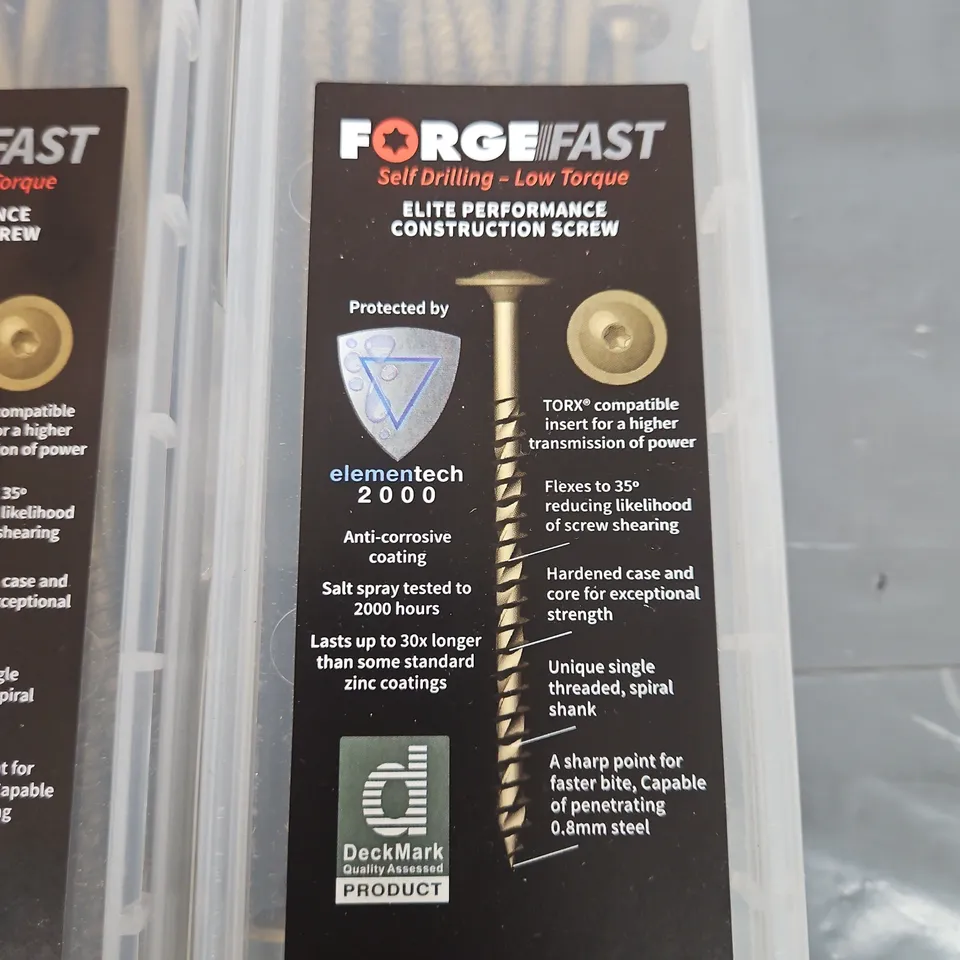 FORGEFAST SELF-DRILLING CONSTRUCTION SCREWS – 8.0 X 200MM & 8.0 X 180MM (25 PER BOX) PACK OF 2