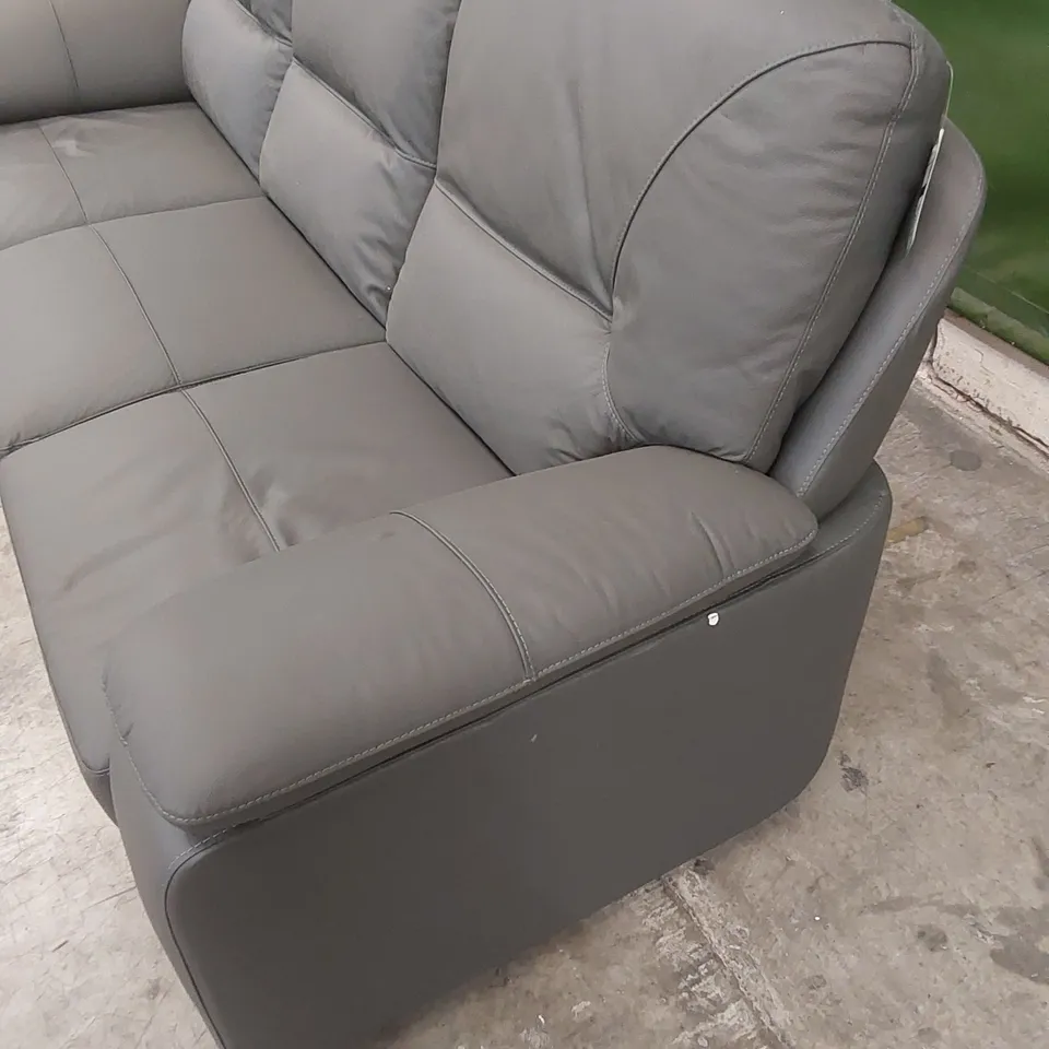 NAFISSA 3 SEATER GENIUNE GREY LEATHER SOFA 