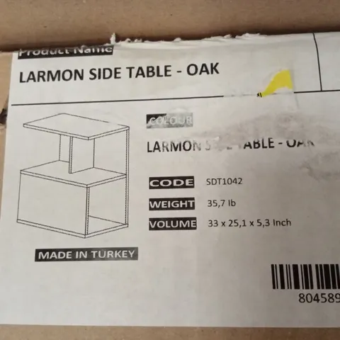 BOXED LARMON SIDE TABLE - OAK EFFECT (1 BOX)