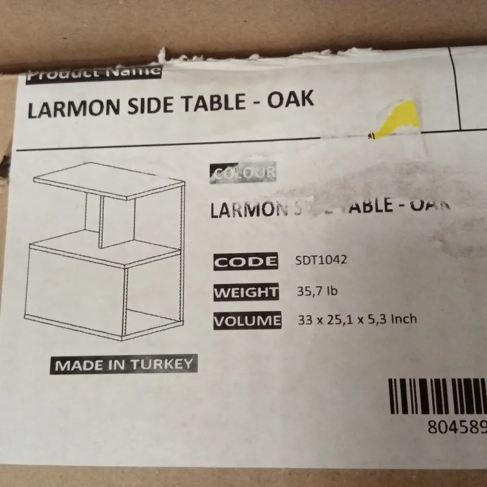 BOXED LARMON SIDE TABLE - OAK EFFECT (1 BOX)