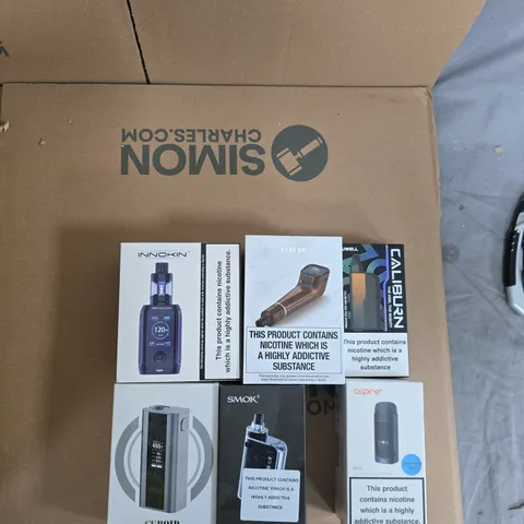 BOX OF APPROXIMATELY 30 ASSORTED E-CIGARETTES AND ACCOMPANIMENTS TO INCLUDE: INNOKIN PROTON MINI KIT