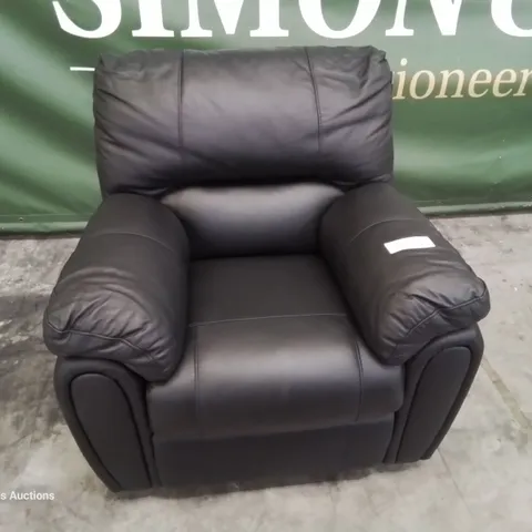 DESIGNER POWER RECLINING EASY CHAIR BLACK LEATHER 