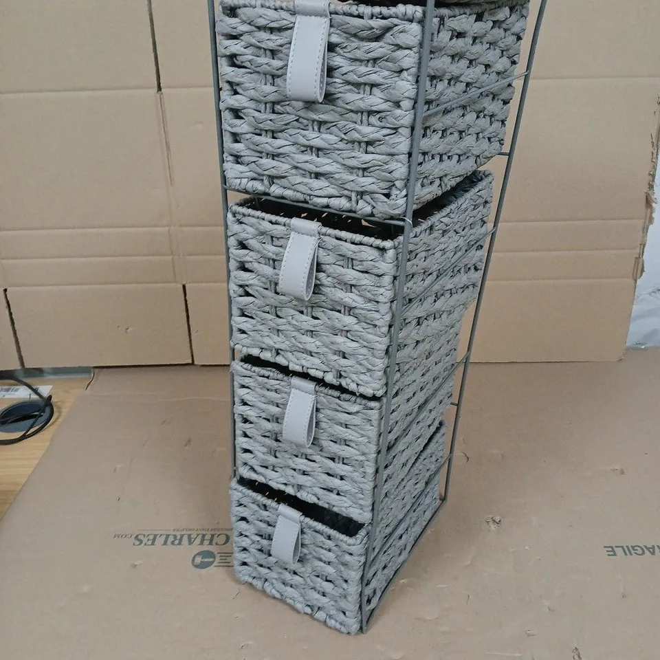 4 DRAWER STACK - RATTAN BASKETS 