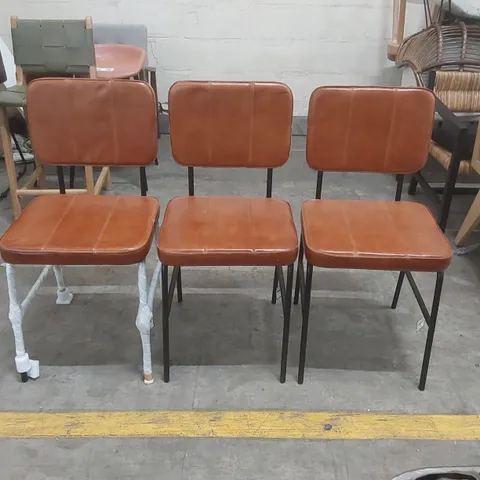 SET OF 3x LEATHER DINING CHAIRS