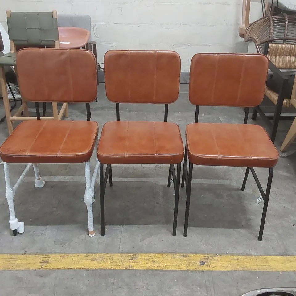 SET OF 3x LEATHER DINING CHAIRS