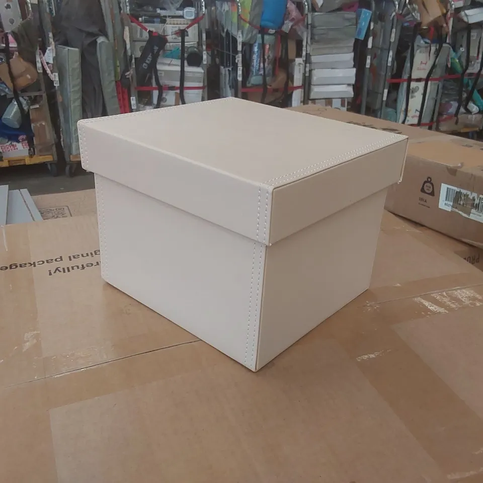CUIR CREAM LEATHER EFFECT STORAGE BOX