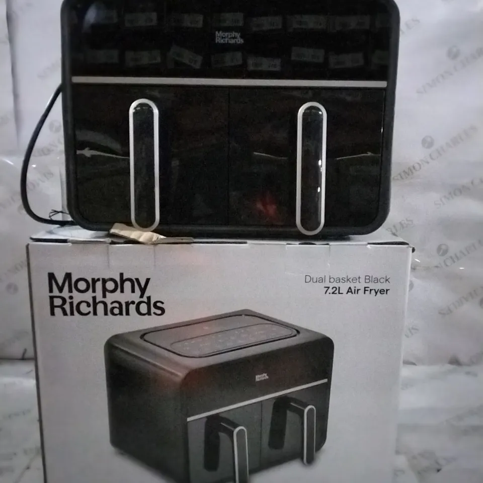BOXED MORPHY RICHARDS DUAL BASKET BLACK 7.2L AIR FRYER 