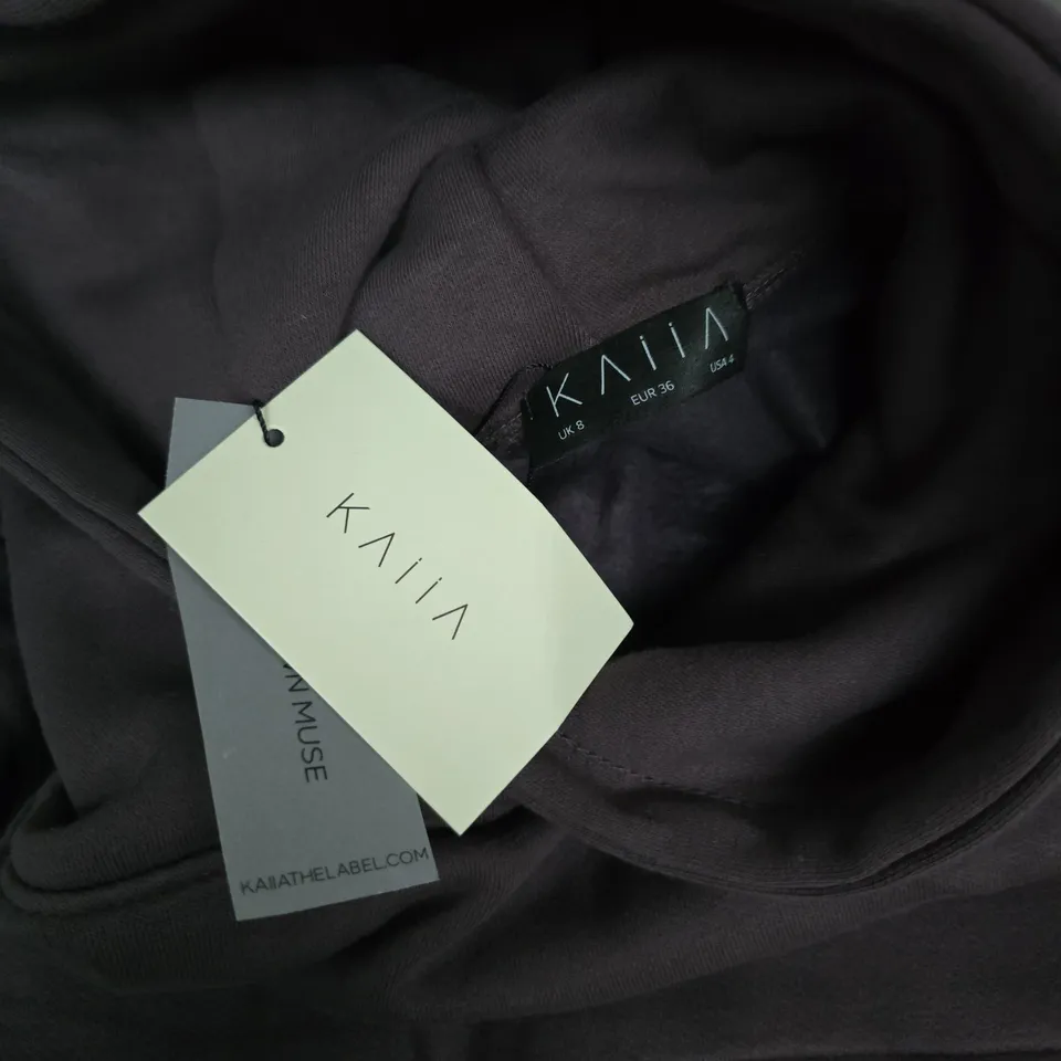 KAIIA SLOGAN OVERSIZED HOODIE IN DARK GREY - SIZE 8